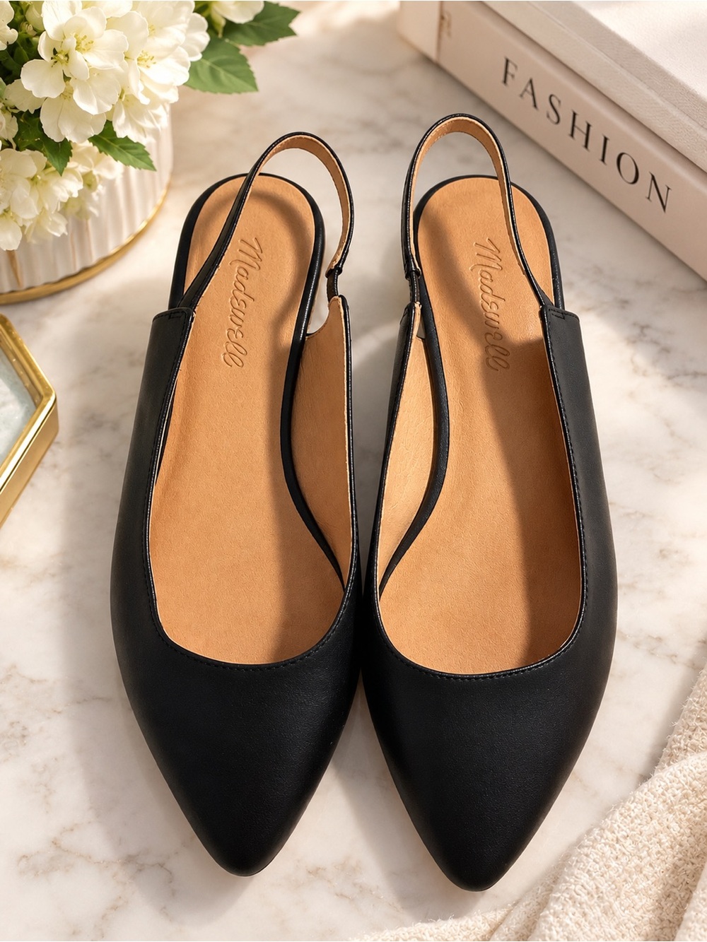 Madewell Black Pointed Slingback Flats